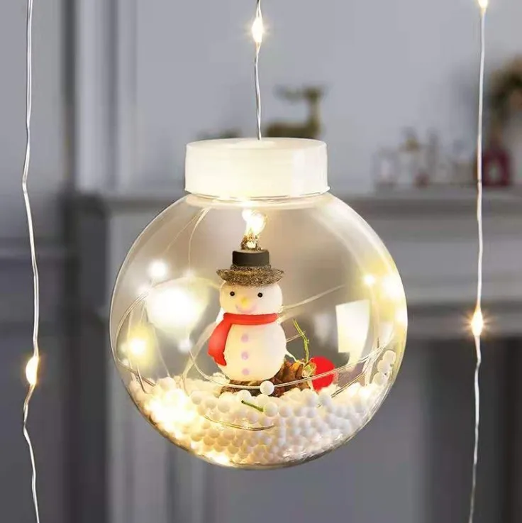 Santa Claus Ball String Led Window Curtain Garland Fairy Christmas Decoration Lights for Room LED Wishing Ball Curtain Light