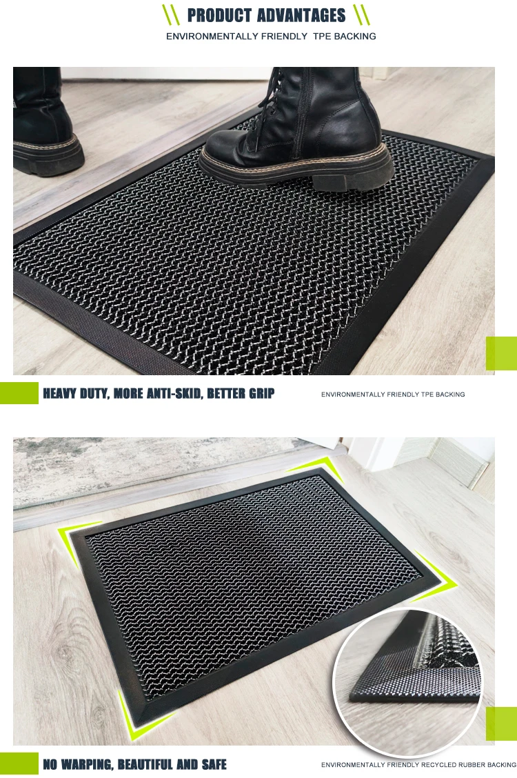 Polyester surface Elastic Mesh Doormat high-quality TPE anti slip bottom door mat for entry(图4)