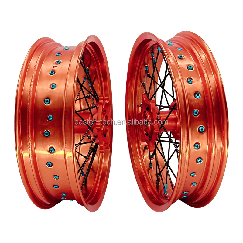 17 Inch 36 Spoke Motorcycle Wheels for KTM Racing Orange Rim Hub