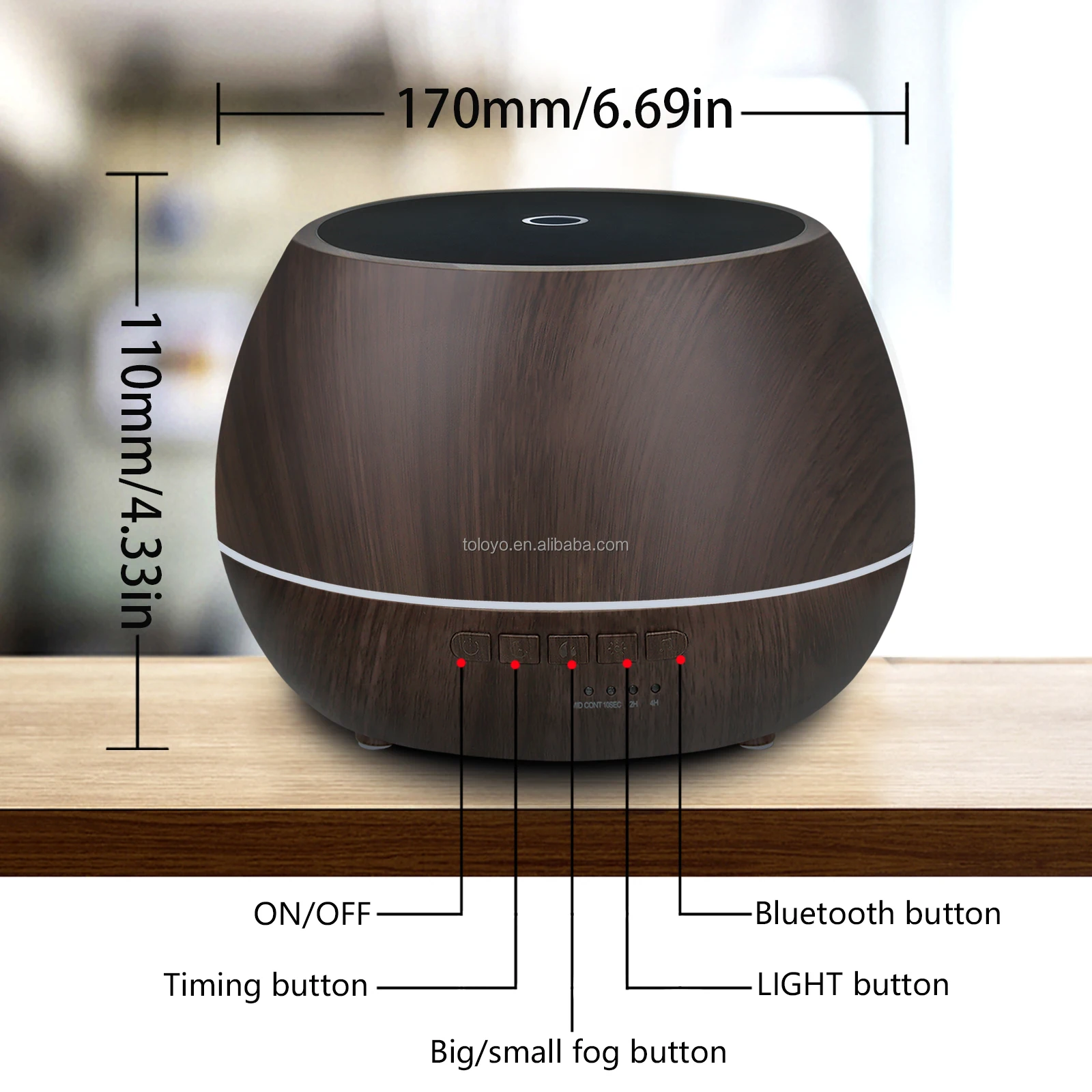 Remote Control Wood Grain Aromatherapy Aroma Difusers White Noise Air ...