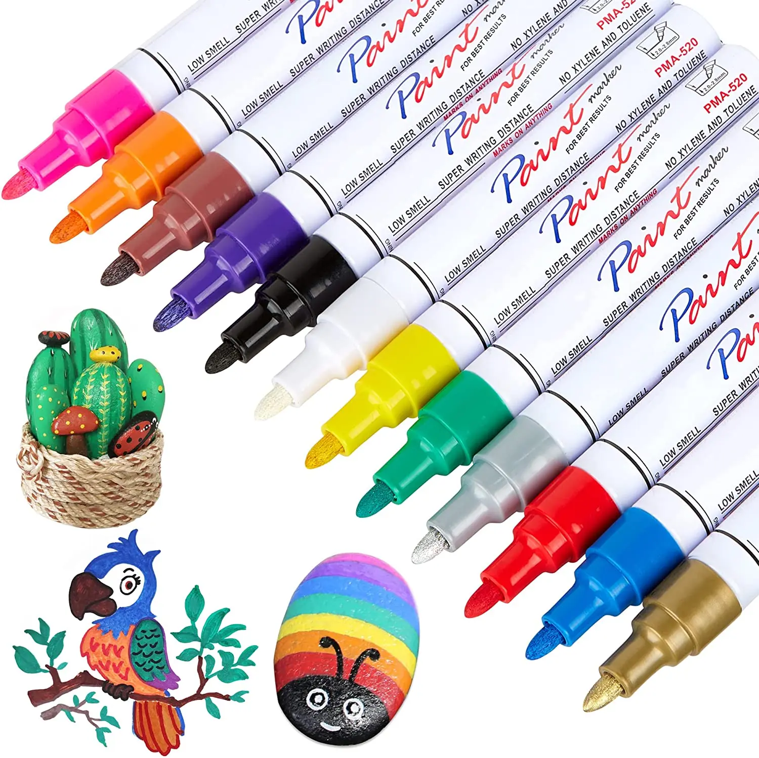 Paint Markers 24 Colors Oil-Based Paint Pens Paint Markers Waterproof Never  Fade,Quick Dry Permanent Marker Pen Set For Rocks