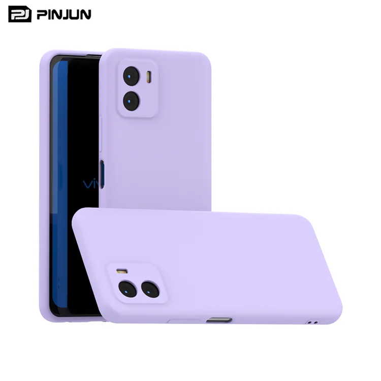 Fashion Style for Vivo Y15s Fine Hole Lens Protection Soft Liquid Silicone Phone Case Full Solid Color Tpu Phone Cover