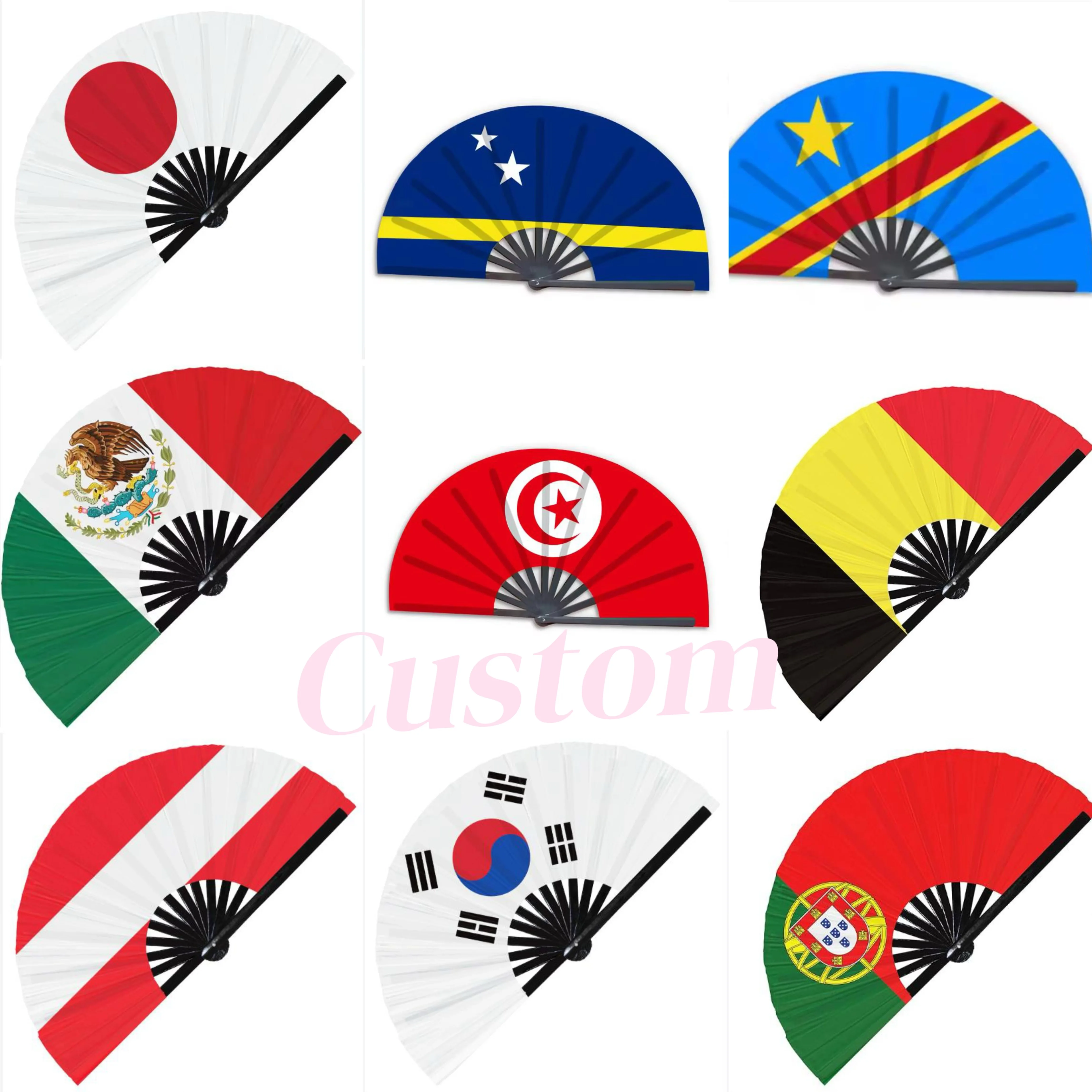 2026 Soccer Tournament Flag Fan Folding Hand Fans Rave Fan Clacking Fans For Line Dancing Outdoor,Wedding,Party,Decoration_voghion.com