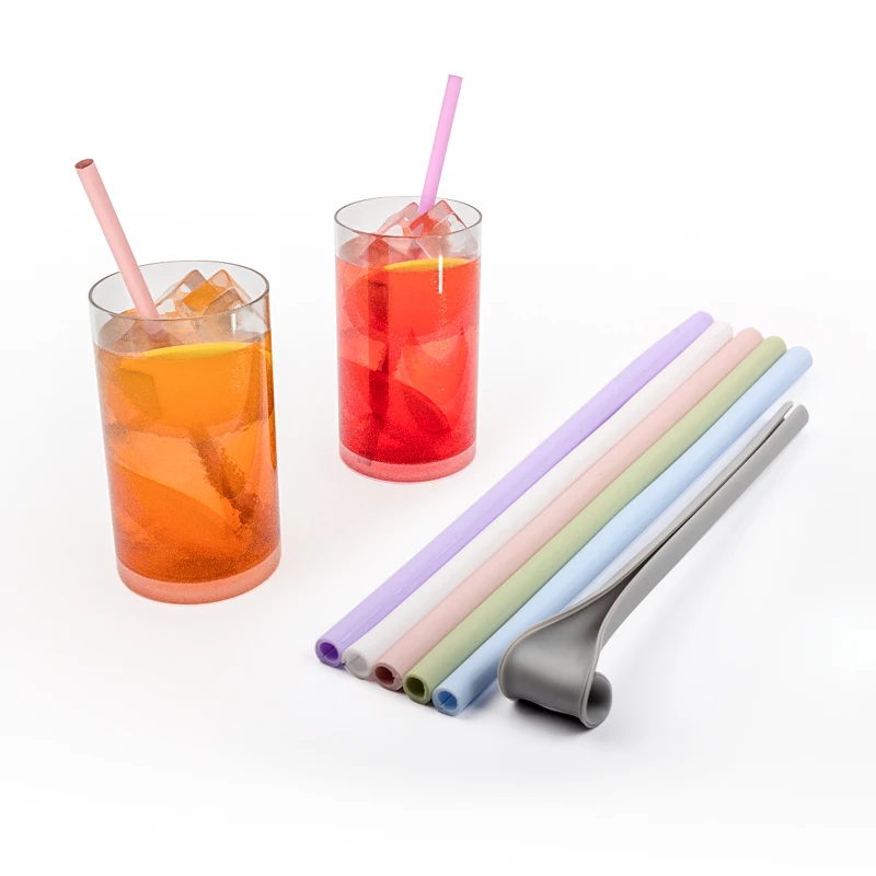 Reusable Silicone Drinking Straws Openable & Washable Silicone Straws Easy  to Clean,Straight Smoothie Straws Reusable BPA Free Food Grade Eco-Friendly