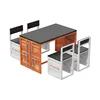 Orange and white table with 4 chairs-wood
