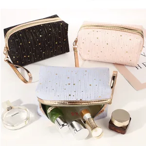 New Fashion Gilding Stars Make up Bags Waterproof Glitter Cosmetic Case Large Capacity Travel Wash Bags with Waist Band Hand Bag