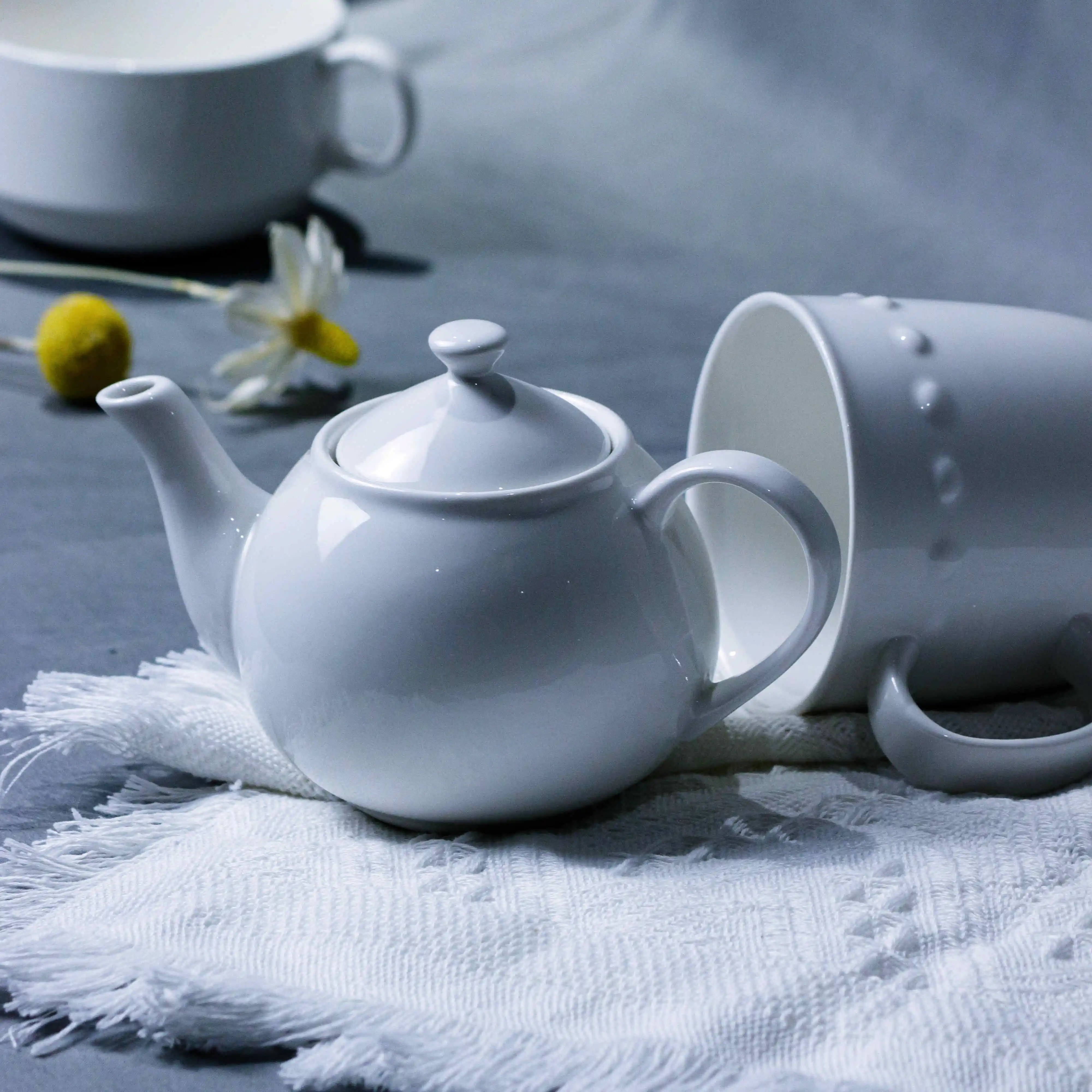 Jinbaichuan New Arrival Tableware Porcelain Cereal Bowl Ceramic Soup Bowl With Two Handle