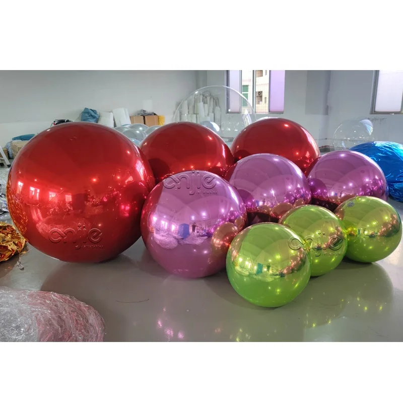 Anjie Floating Reflective Ball PVC Inflatable Large Mirror Balls Shiny Mirror Sphere pink Disco Flash Night-club Mirror Ball