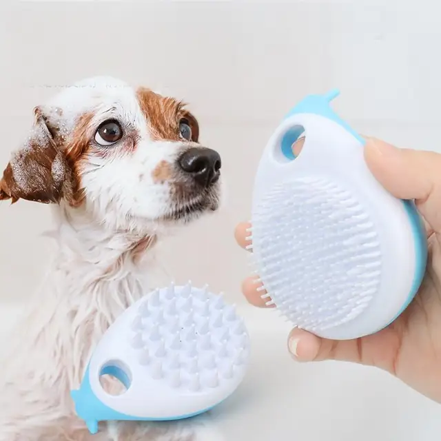 Whale Design Plastic Pet Bathing Brush Dog Shampoo Cat Cleaning Massage Bath Soap Memory Stocked for Bathroom Usage