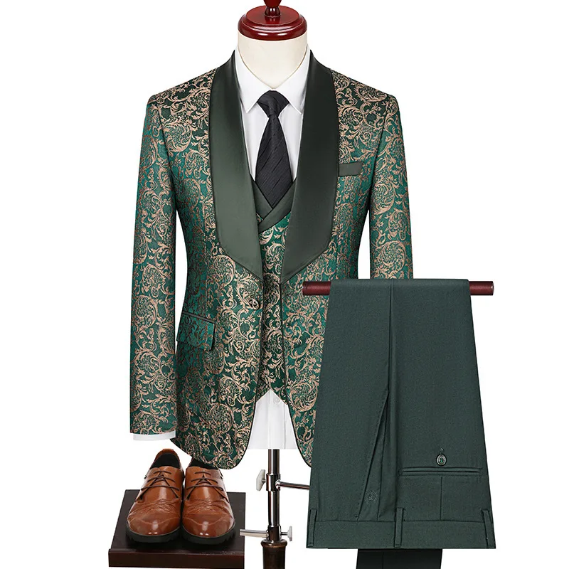 2024 High Quality African Men's Suits  3 Pieces British Handsome High-density Men's Suit