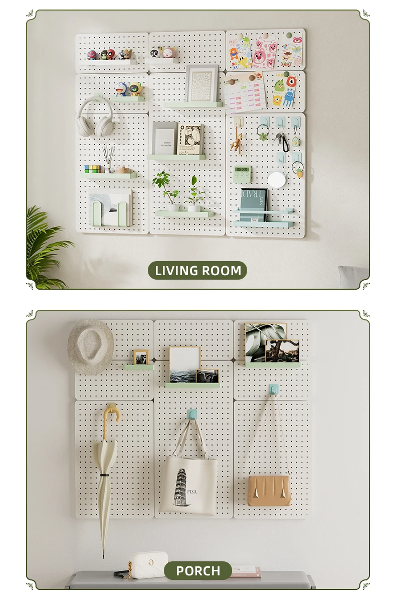 No Drilling Home Wall Hanger Storage Shelves Mulit-funcation Display Rack Assortment Hanging Hole Plate Pegboard