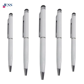 Popular 2 in 1 Stylus Pen with Custom Logos White Metal Ballpoint Pen for Advertising Usages