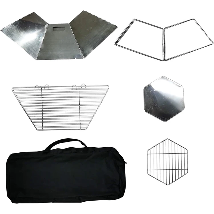 Hexagonal Fire Table Folding Portable Barbecue Grill Outdoor Camping
