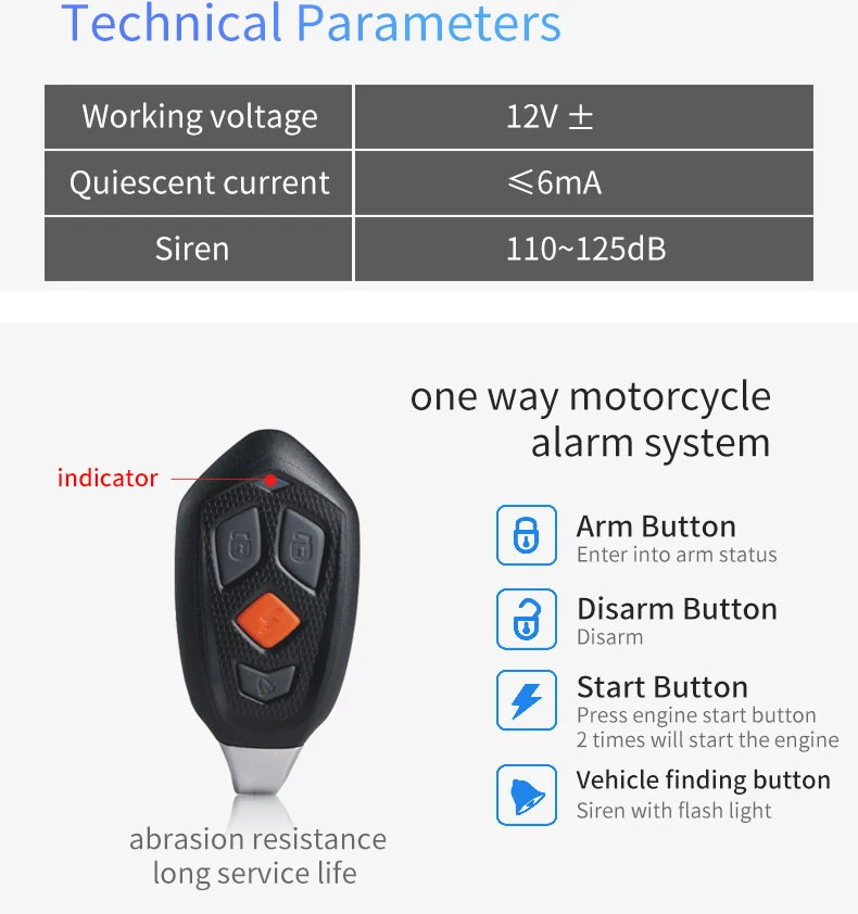 SPY Electric Shock Motorcycle Vibration Keyless 2 Wheel One Way Security Speaker Theft Alarm Set 120Db Motorcycle
