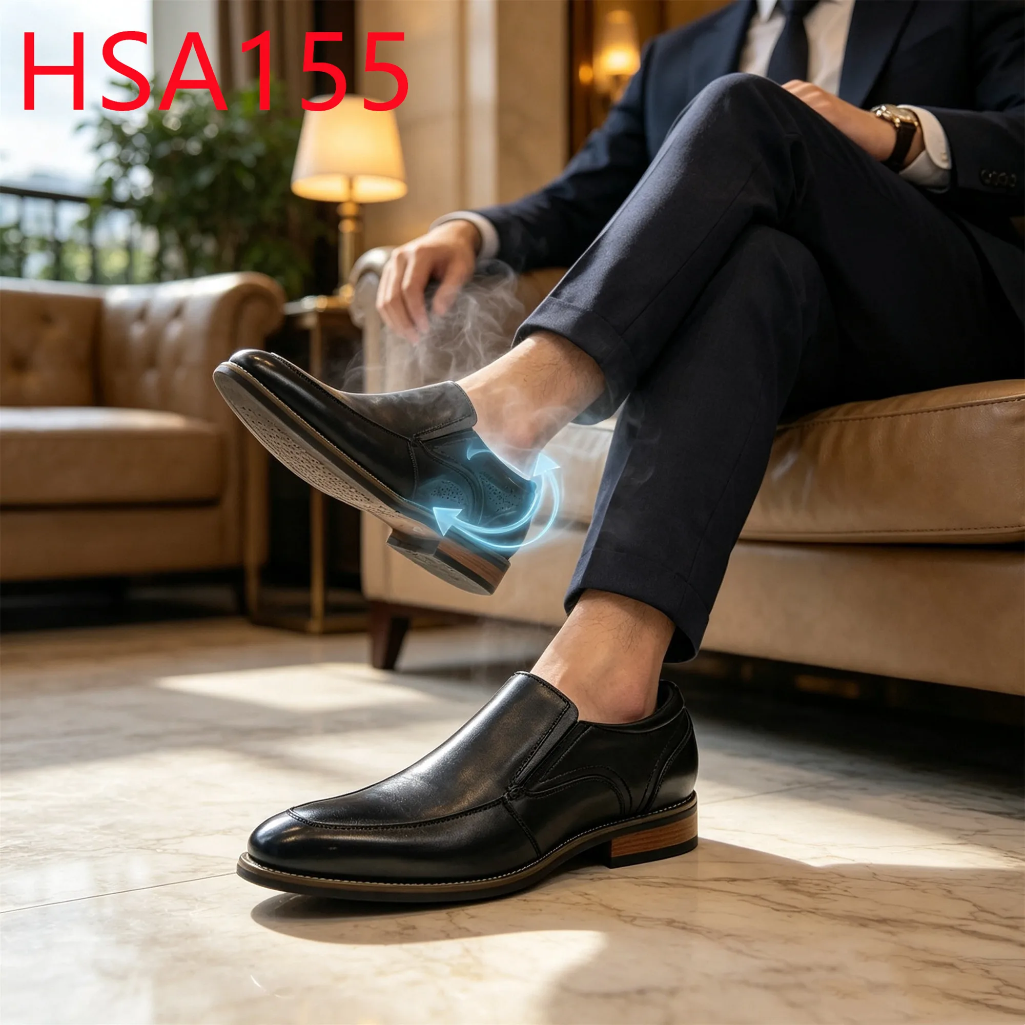 HY,company Conference Pull-on Style Fashion Hua Singh Men Uniform Shoes Factory Output Odor Control Black Suite Shoes HSA155