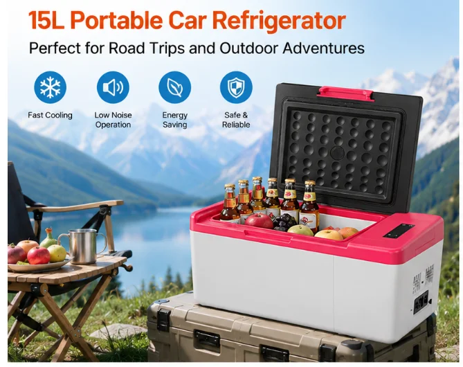 ポータブルカー冷蔵庫 アウトドアキャンプ旅行用、12V/24V DC 110～240