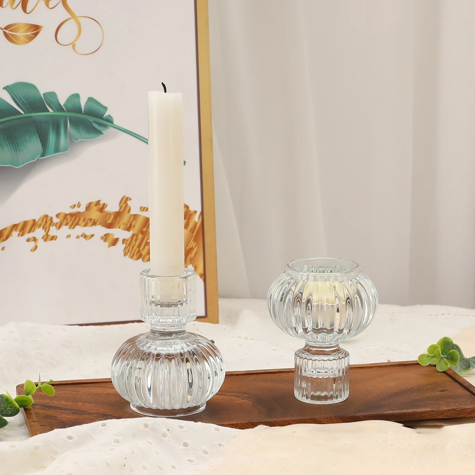 product newest crystal glass candle holder for candlestick wedding home decoration table suitable for both sides candle holders-7