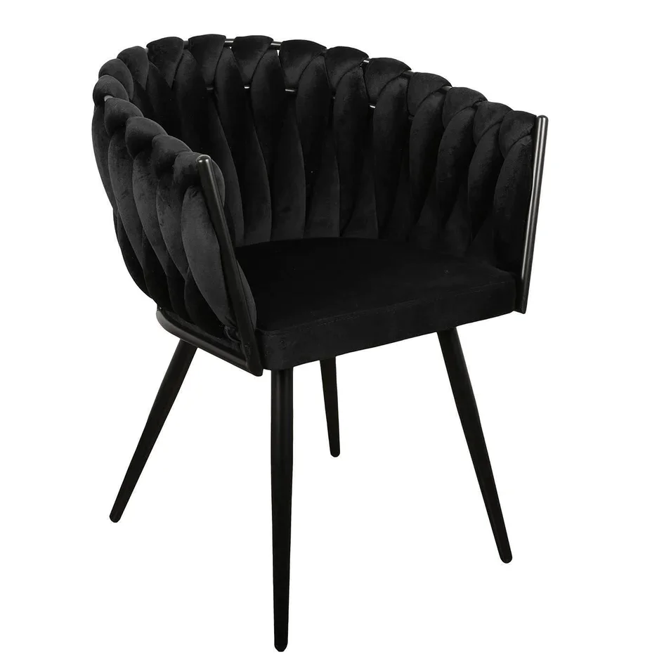 Stylish Living Room Leisure Black Weave Fabric Upholstered Dining Chair