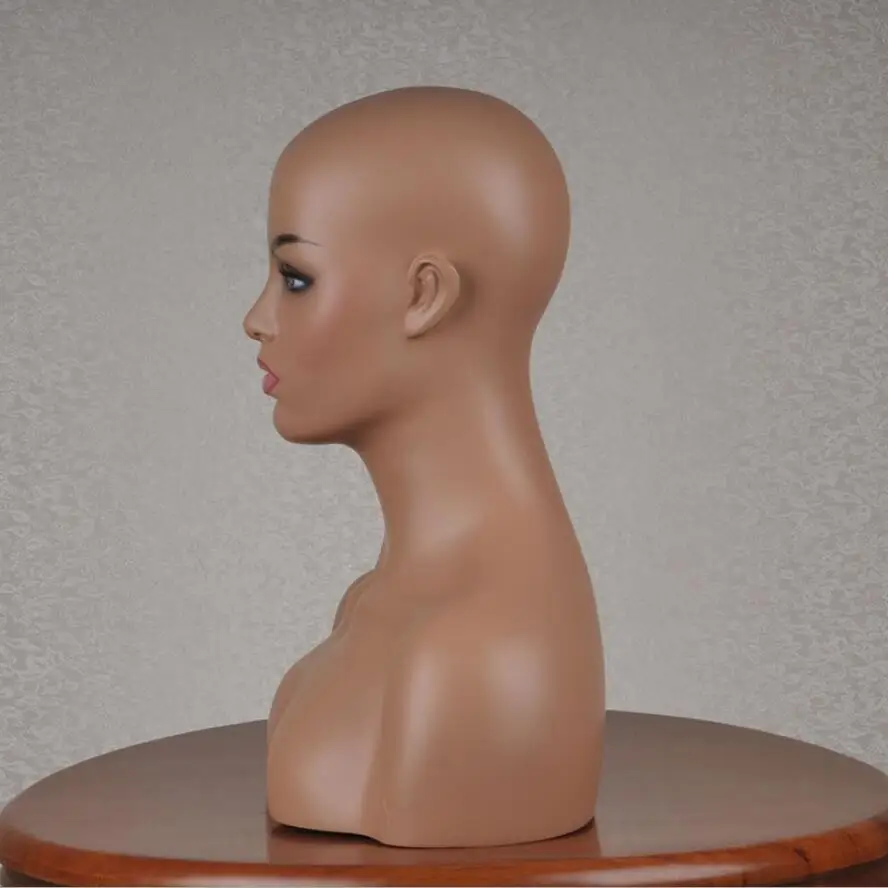 dark skin brown head mannequin for