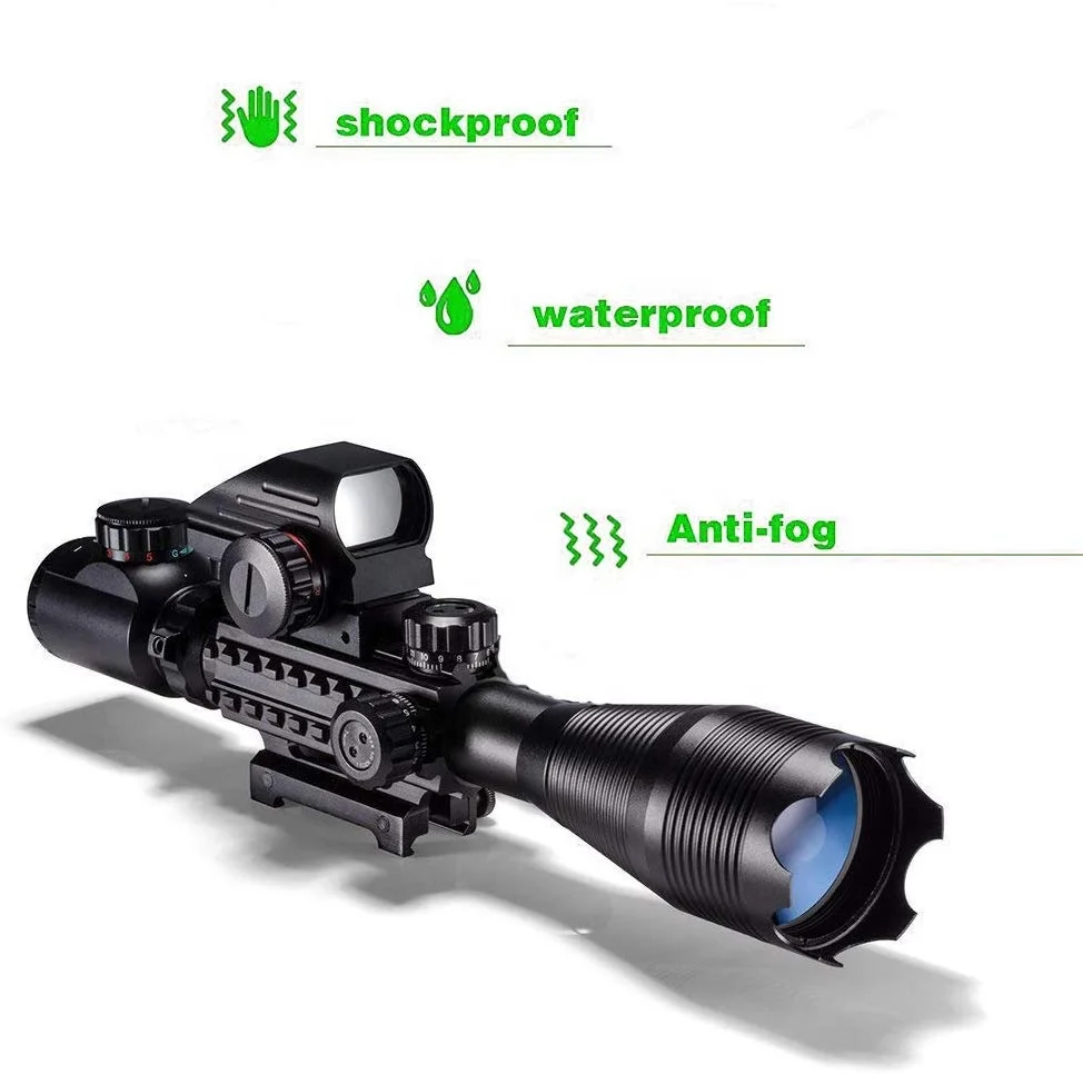 LUGER комбинированный прицел для винтовки 4-16x50EG с двойной подсветкой + лазерный прицел 4 голографическая сетка Красная/зеленая точка с креплением Weaver/Rail