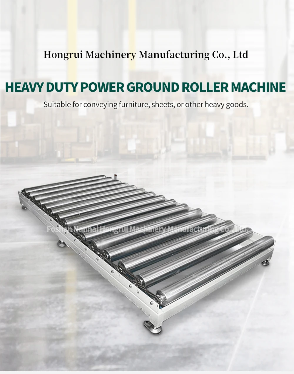 Factory customized fully automatic roller type heavy-duty power ground roller conveyor details