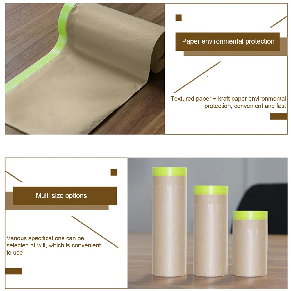 Factory Direct Manufacture Pretaped Car Kraft Paper Masking Film For