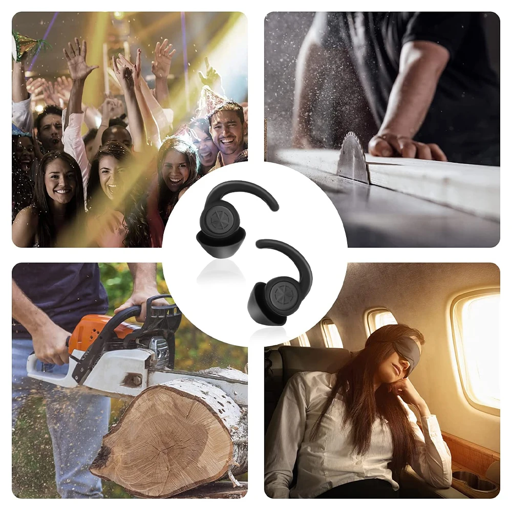 Silicone Ear Plugs For Sleeping 2 Pairs Reusable Washable Earplugs For