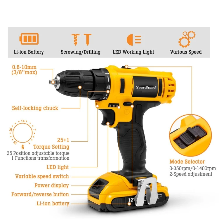 toolkit with cordless drill machine