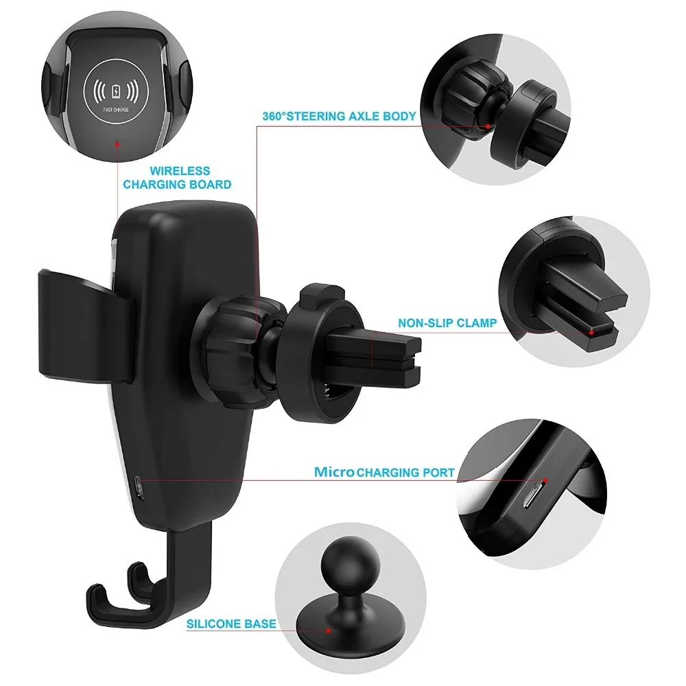Dropshipping 10W Fast Charging Automatic Clamping Phone Holder Electric OTPT/OVP Wireless Car Charger for iPhone for Samsung