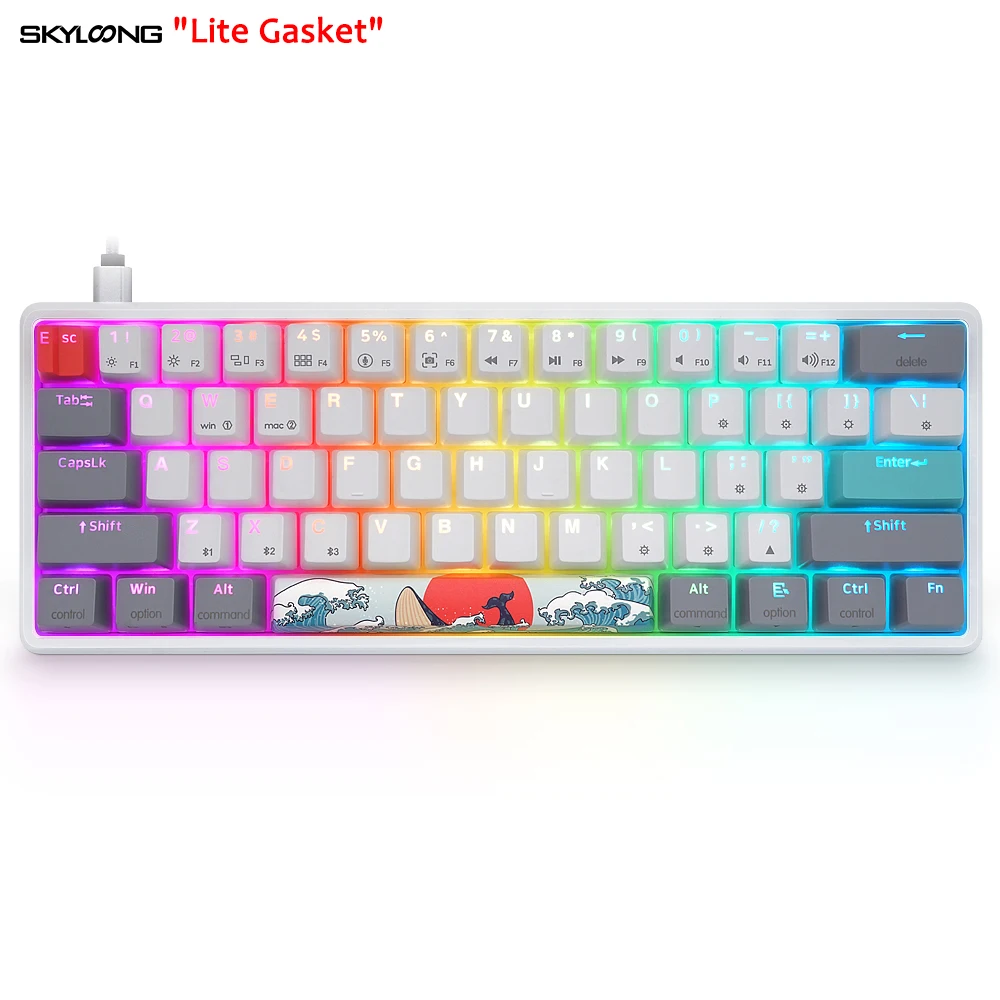 Skyloong Newest Release Gk61 In Lite Gasket Oem Pbt Coral Keycaps ...