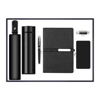 6 in 1 Company Vip Office Stationery Gifts Pen Notebook Vacuum Cup Mouse Headset Corporate Luxury Business Gift Set