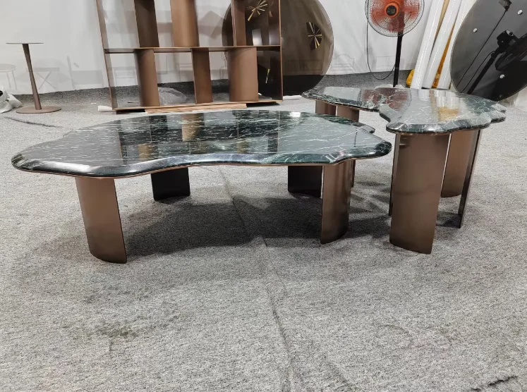 product ydstone luxury dining table in for  green featuring stone veneersuitable for home office-4