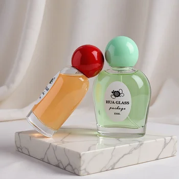 Manufacturers Customize Modern 50ml Empty Glass Luxury Perfume Bottle With Box Packaging and Colorful Plastic Cap