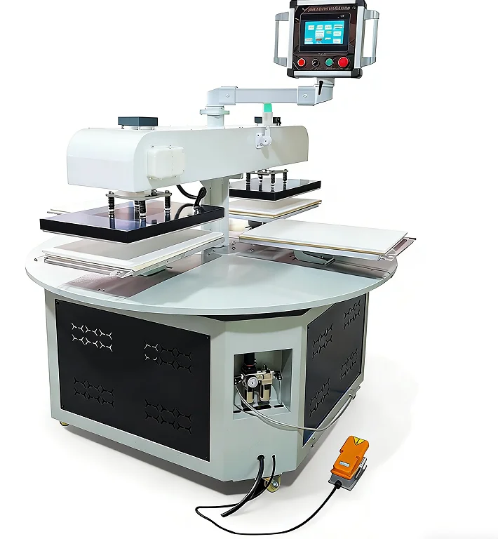 4 Station Mechanical Rotary Heat Press Machine Automatic Sublimation for Polo T Shirt Clothing Multicolor