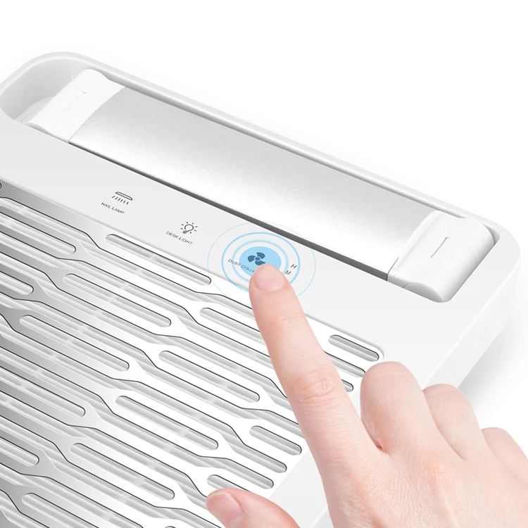 Touch Screen Professional Nail Cleaner Dust Extractor Strong Suction Dust Collector and Nail Lamp Light