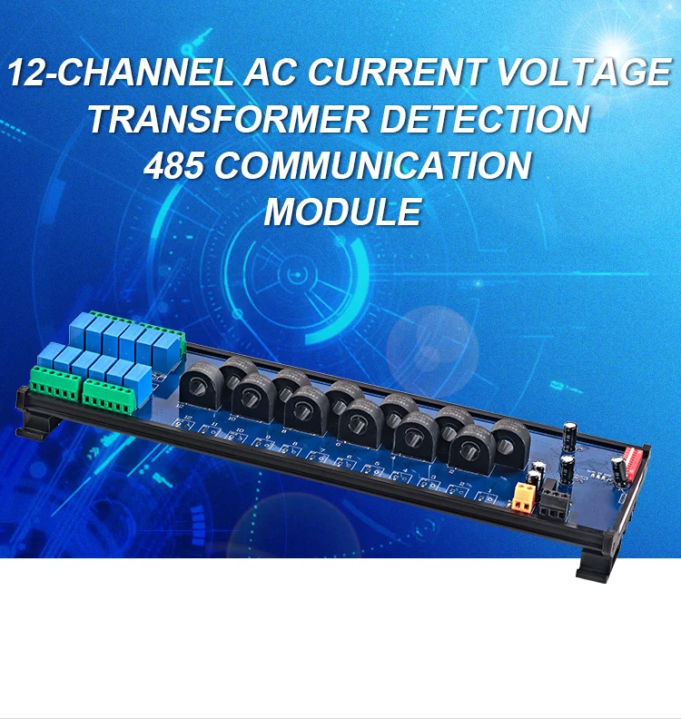 product huaqingjun 12 channel rs485 ac current voltage transformer detect module modbus rtu communication acquisition module338-2