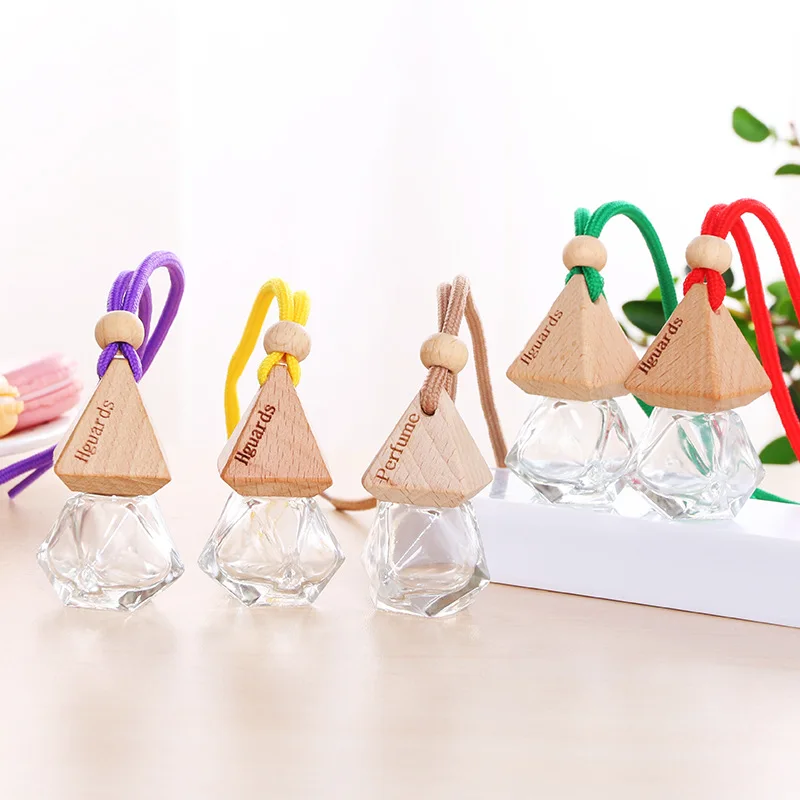 Wholesale 10ml Empty Diffuser Vent Air Hanging Wooden Cap Car Perfume Bottle