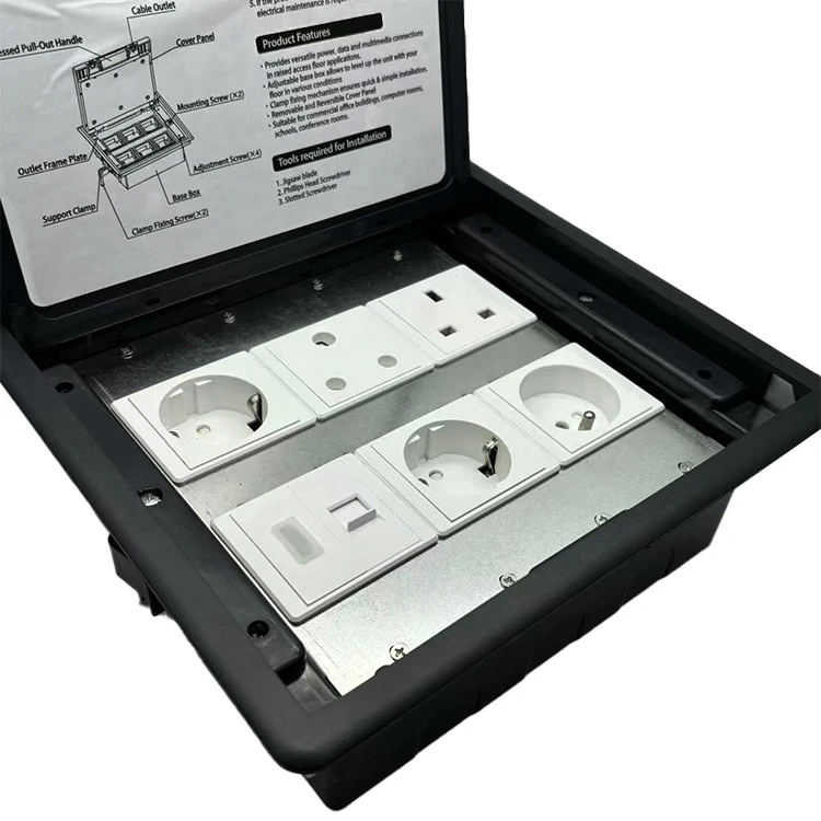 VNX Hot Sales UK /EU 15A Standard Function Keys ABS Waterproof Electrical Power Ground Outlet Floor Socket Box