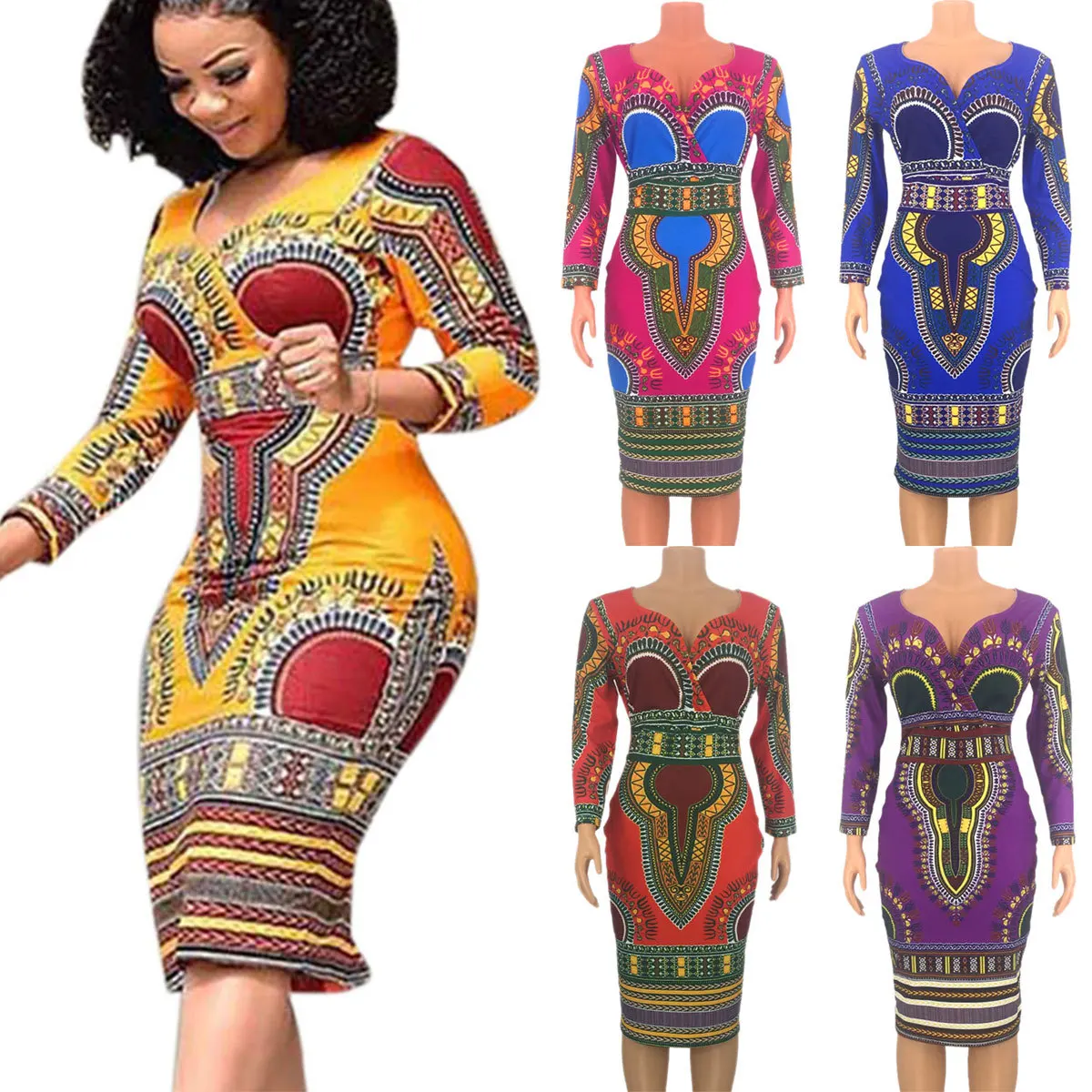 v neck african dresses