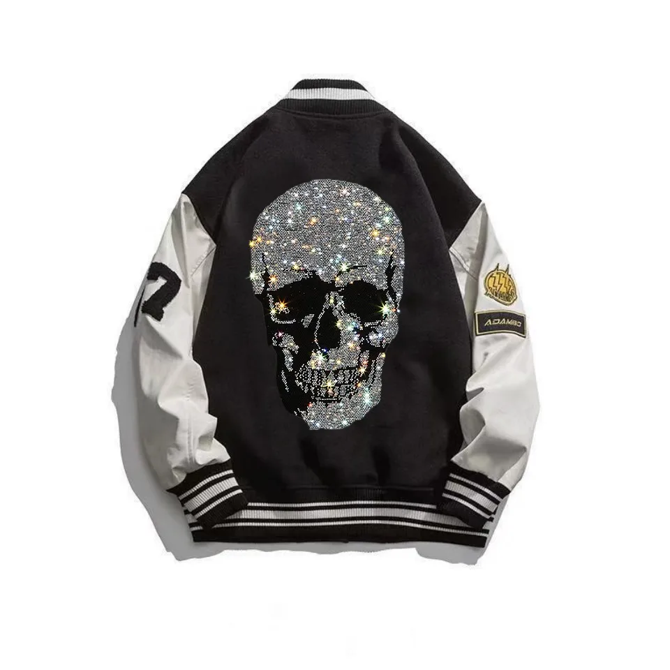 Free sample Fashion Crystal Skull Rhinestone Pattern Sparkle Rhinestone Heat Transfer Designs