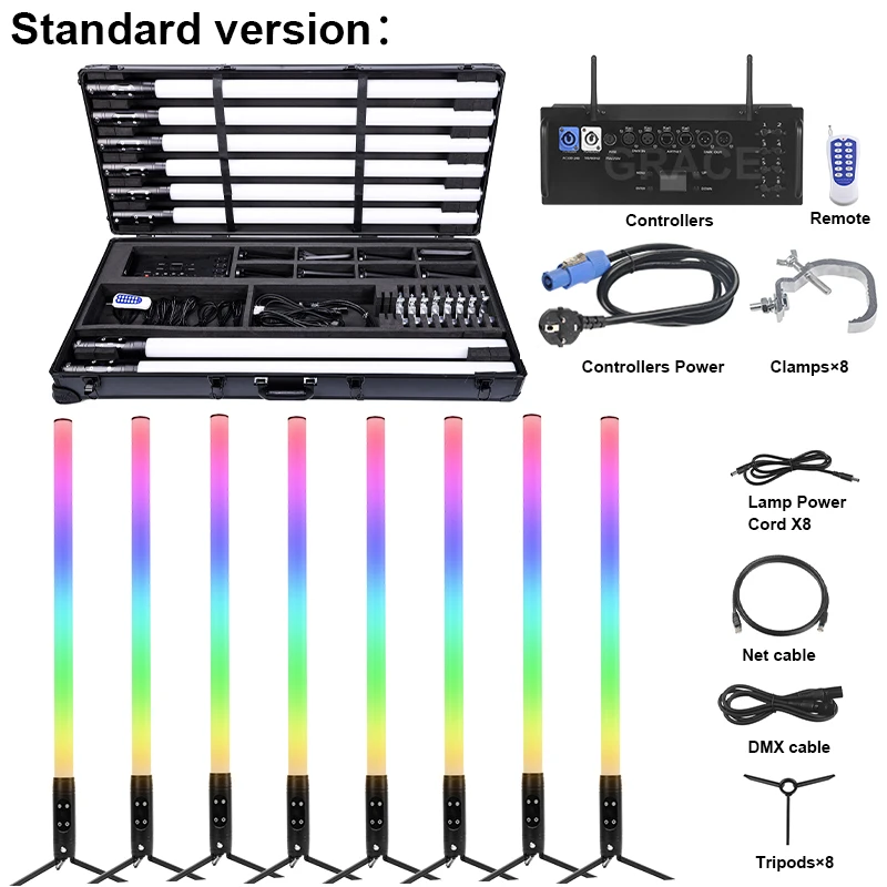 Igracelite 1Pcs IP65 1.2M LED Tube Dj Uplights Battery Wireless Dmx 360 Degree LED Pixel Tube Light