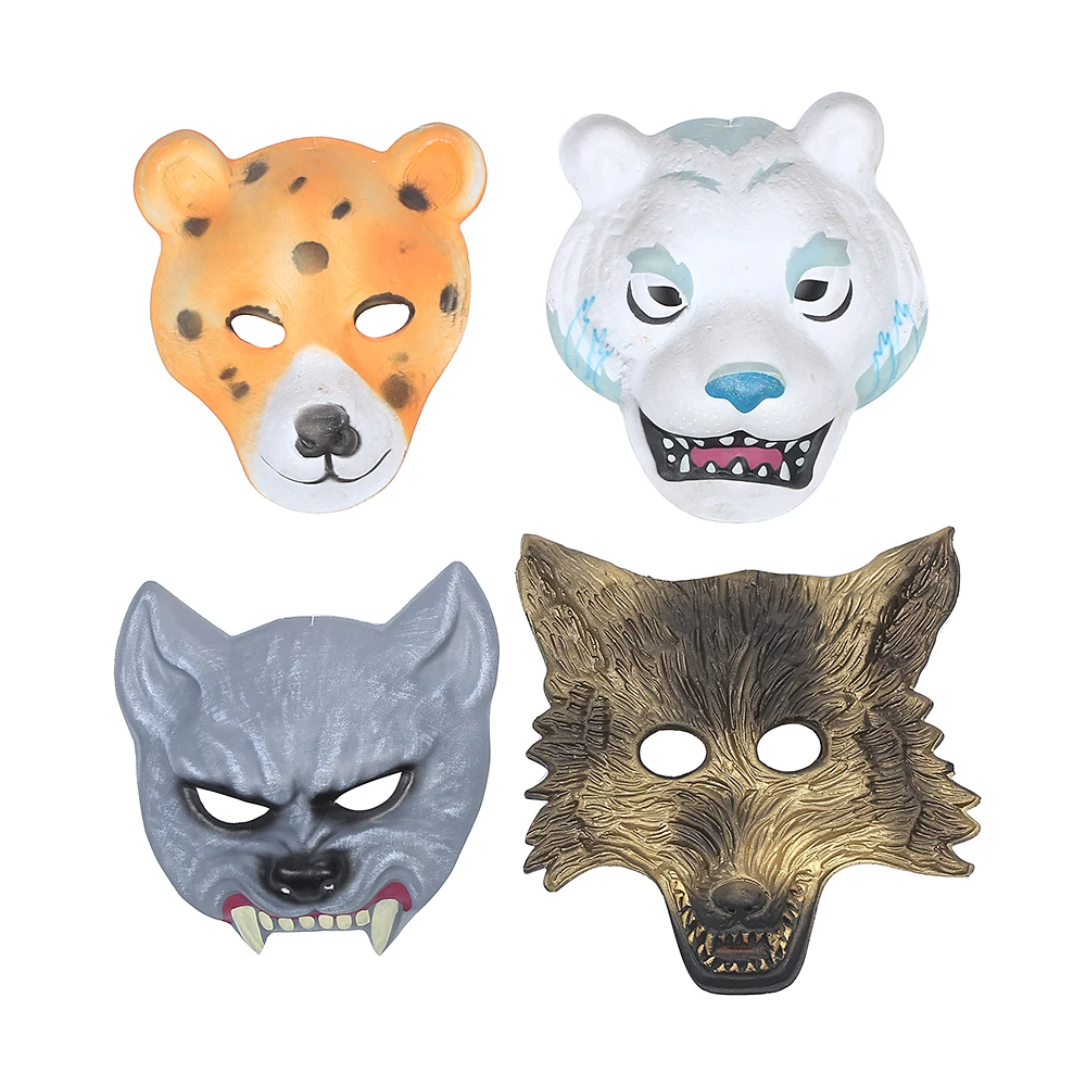 PVC Cartoon Mask Animal Mask Performance Props Cosplay Party Tiger Wolf Lion Leopard Cat Mask