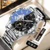 Boîtier en argent 1415, cadran noir, bracelet en acier