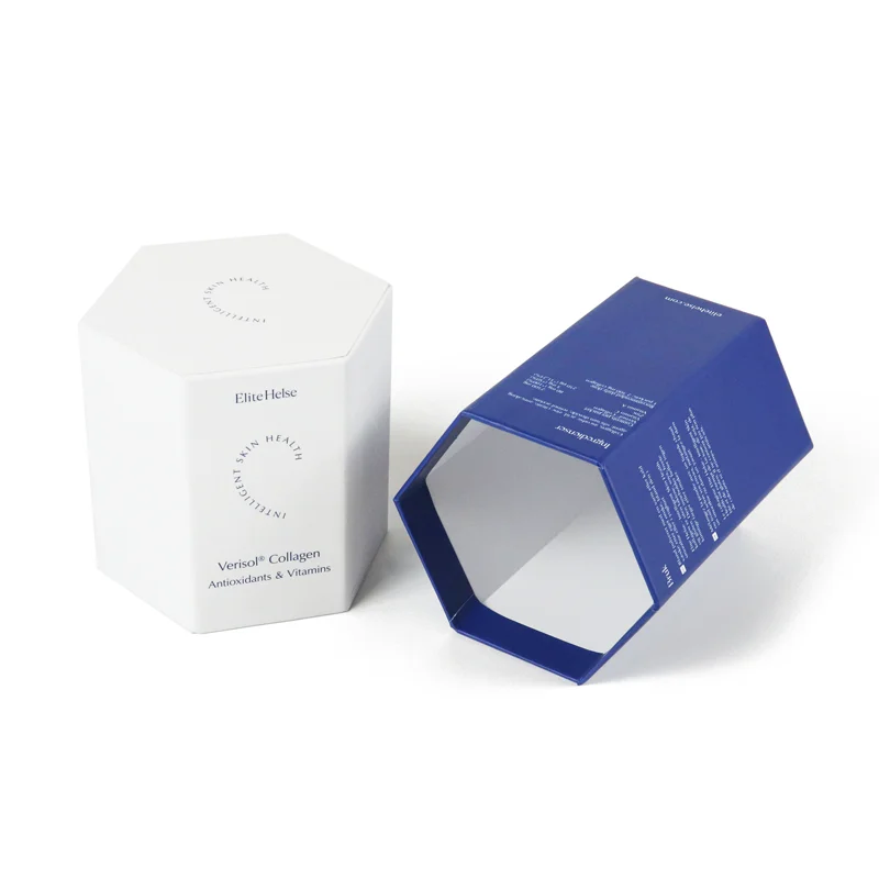 Eco-Friendly Biodegradable Hexagon Shape Paper Box Personalized Cajas for Health Care Products with Sponge Liner Matt Lamination