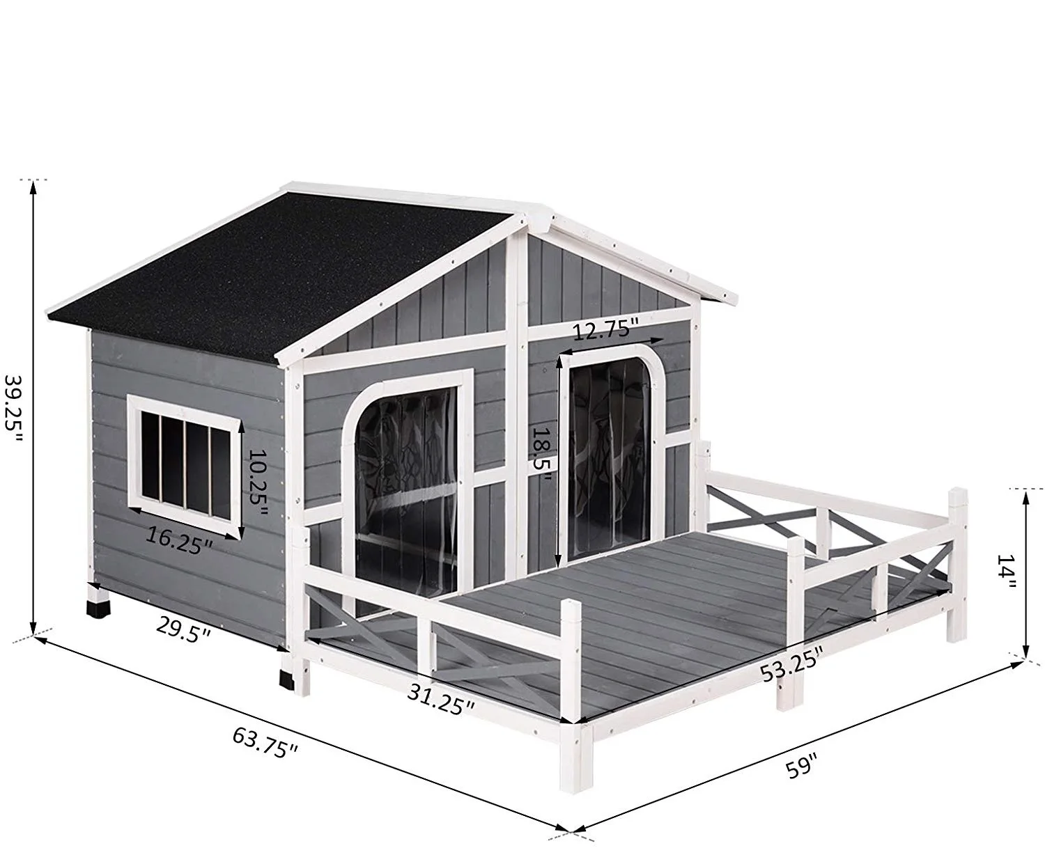 Outdoor Weatherproof Rustic Log Cabin Style Wood Pet Large Dog House Kennel