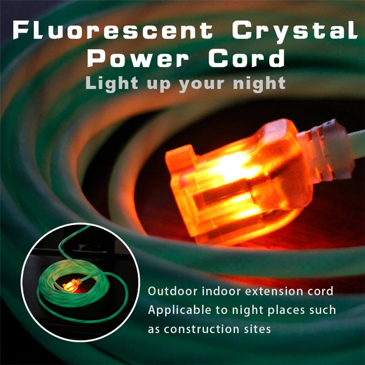 15A 125V USA 5-20p and 5-15r Transparent Plug & Socket Power Cable