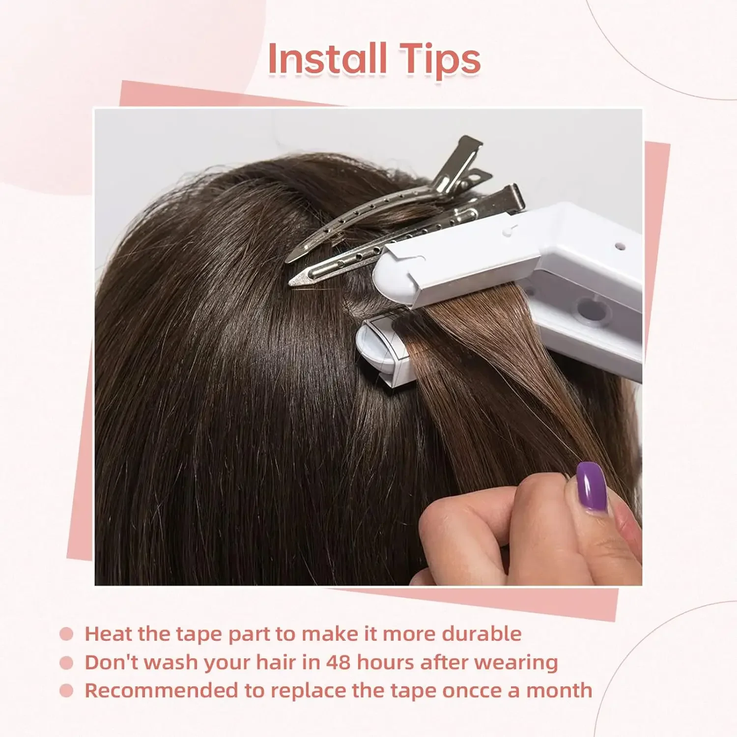 Black Tape in Hair Extensions 100% Real Remy Human Hair Seamless Skin for Salon High Quality_voghion.com