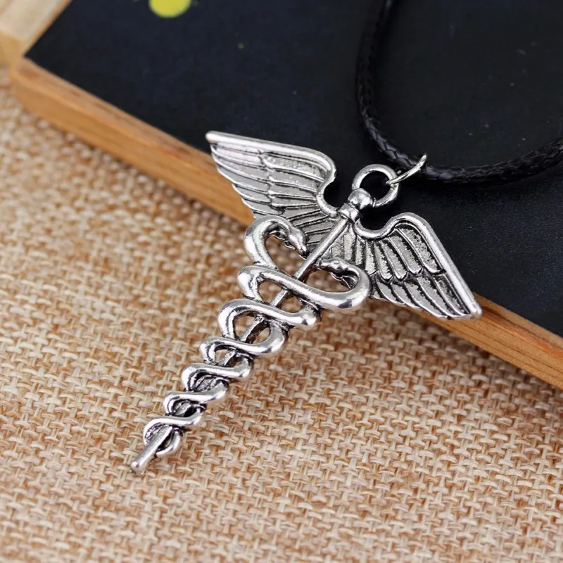 caduceus pendant silver