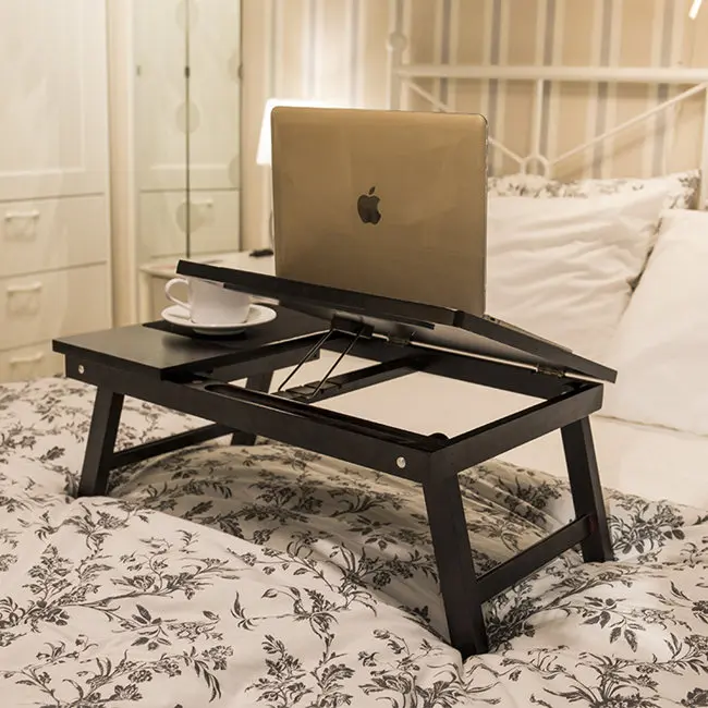 BAMBKINeco custom bed bamboo tables for eating and work portable laptop table