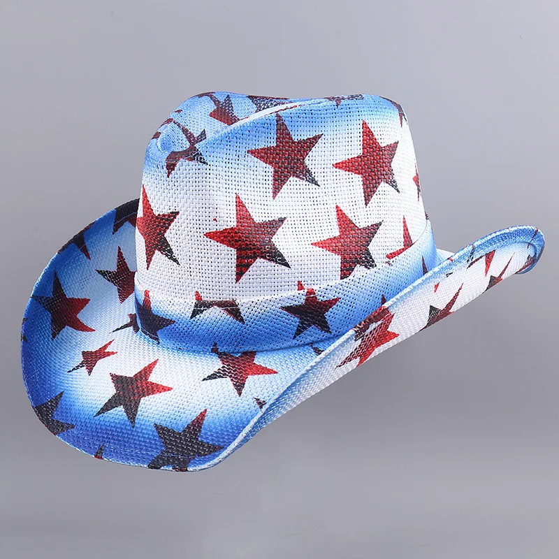 100% Straw Weaving Embroidery Western Cowboy Hat for Men & Women display picture 1